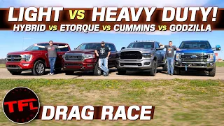 It's Ford vs. Ram! Which Of These FOUR Light & Heavy Duty Trucks Rules The Drag Strip?