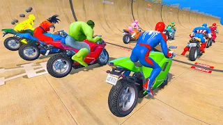 Spiderman, Hulk, IronMan Team Racing | All Superheroes Challenge Flying Motorbike Competition