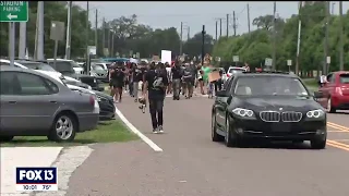 Tensions run high as counter-protesters march through ‘Back the Blue’ rally in Tampa