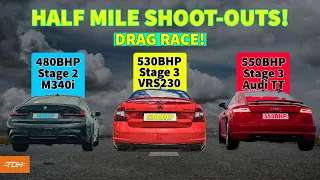 530BHP Skoda Octavia VRS (Stage 3) vs 550BHP Audi TT (Stage 3) vs 480BHP BMW M340i (Stage 2) RACE!