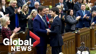 MPs of all parties shake hands with Andrew Scheer in House of Commons