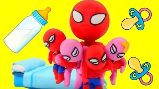 SPIDERMAN BABYSITTING ❤ Hulk & Frozen Elsa Play Doh Cartoons For Kids ❤ Play Doh Stop Motion