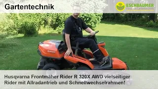 Husqvarna Frontmäher Rider R 320X AWD vielseitiger Rider mit Allradantrieb und Schnellwechselrahmen!