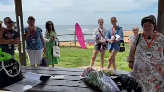 Bubbly Angelina Thomson (Kirby) mixing with fans on the Location tour to Home and Away 3/3/24