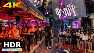 4K HDR // Night Walk in Pattaya City & Beach in Heavy Rain | Walking Street | Thailand 2022