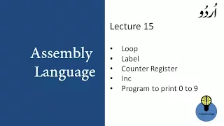 Lecture 15: Loop, Label, Inc and Program to print 0 to 9 in assembly language in urdu hindi