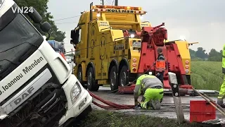 28.05.2019 - VN24 - Difficult salvage of a slipped semi-trailer truck