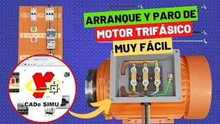 Arranque directo de un motor trifasico | Explicación paso a paso de arranque y paro | Cade Simu