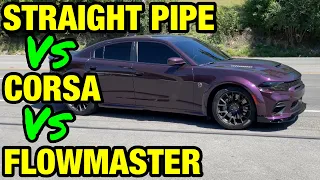 Dodge Charger SRT Hellcat: STRAIGHT PIPE Vs FLOWMASTER OUTLAWS VS CORSA EXTREME!