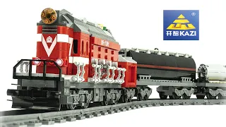 KAZI General Jim's City Series Red Diesel Cargo Building Blocks Bricks Train Set Unboxing & Review