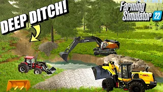 DIGGING A NATURAL SPRING TO FEED OUR FARM POND | FARMING SIMULATOR 22