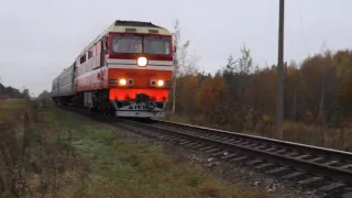 ТЭП70-0263 с пригородным поездом №6658 Псков —Дно. О.п. 648 км (Горнево)