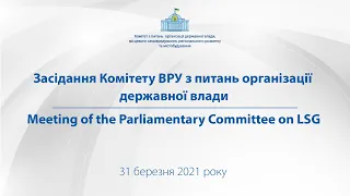 Засідання Комітету ВРУ з питань організації державної влади 31 березня 2021 р.