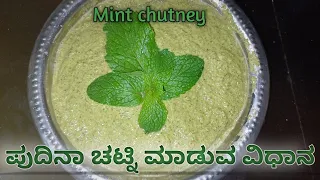 Pudina chutney recipe in kannada|| ಪುದಿನಾ ಚಟ್ನಿ|| Mint chutney in kannada || @Kavyalifestylekannada