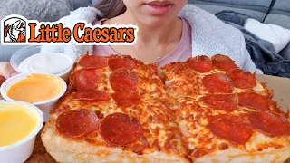 ASMR EATING LITTLE CAESARS MUKBANG DEEP DISH PEPPERONI PIZZA NO TALKING REAL TWILIGHT SHOW