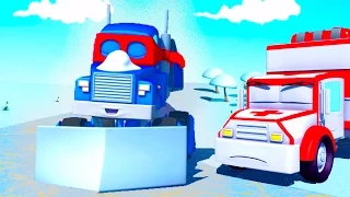 Трансформер Карл и Снегоочиститель в Автомобильном Городе| Мультик про машинки и грузовички
