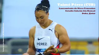 Yaimé Pérez (CUB): Lanzamiento de Disco.  Estadio Suheim bin Hamad, Doha, Qatar. 28 de Mayo del 2021