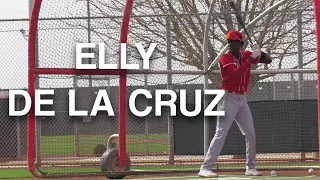 Cincinnati Reds prospect Elly De La Cruz taking batting & infield practice in spring training