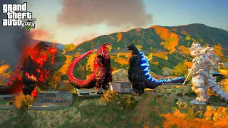 Kiryu Mechagodzilla and Heisei Godzilla Vs Red Shin Godzilla​ and Burning Godzilla - GTA 5 Mods