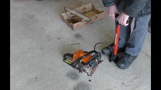 Fixing chainsaw bar oil problem with your tire pump