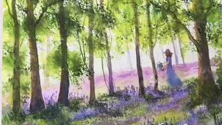 Весенний лес. Акварель, Легко. Bluebell Wood in watercolour