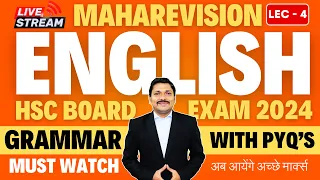 ENGLISH ONE SHOT MAHAREVISION LEC 4 GRAMMAR - HSC BOARD EXAM 2024 MAHARASHTRA BOARD | Dinesh Sir