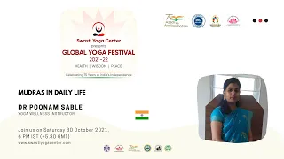 Mudras in daily life by Dr Poonam Sable- Session 15 Global Yoga Festival