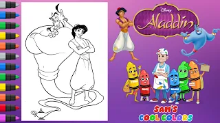 Coloring Aladdin & Genie | Disney Aladdin Coloring Page Activity | Markers