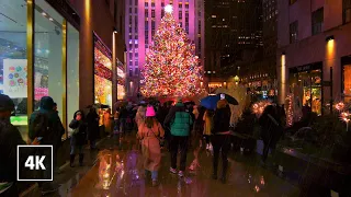 🇺🇸 CHRISTMAS in NEW YORK 2022 ✨Rainy Night Walk ☔ Saks Fifth Avenue Light Show