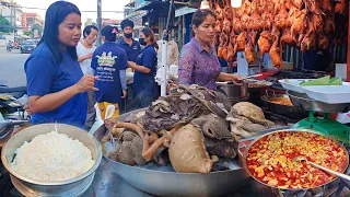 Very Popular Cambodian Street Food - Delicious Roasted Duck, Beef Belly, Duck Offal Stew & More
