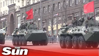 Russian tanks parade down Moscow streets in 'Victory Day rehearsal'