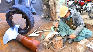 Making a half moon leather knife  | Turning Rusted BEARING into a Cobbler tool half moon knife