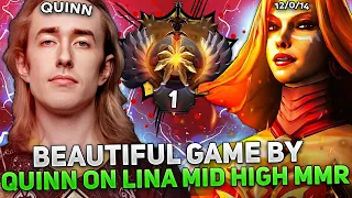 BEAUTIFUL GAME by QUINN on LINA MID HIGH MMR DOTA 2! | 0 MINDSET ERRORS!