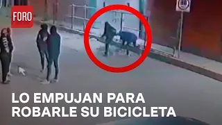 Sujetos empujan a ciclista en movimiento para robarle, Puebla - Las Noticias