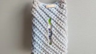 Macrame tissue bag with protruded stripes Tutorial part 2