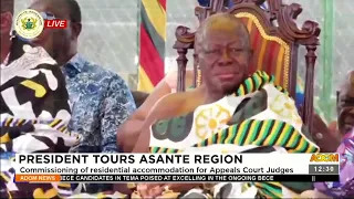 Nana Addo Tours Asante Region: Commissioning of residential accommodation for appeals Court Judges.