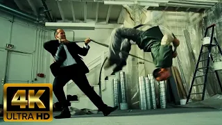 Jason Statham with the help of a fire hose dealt with the bandits movie The Transporter 2 2005 4K