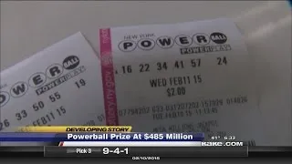 Powerball Prize at $485 Million