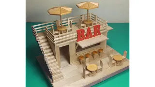 Cafe en miniatura de bricolaje con palitos de helado - cafeteria en miniatura
