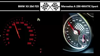 BMW X3 20d F25 VS. Mercedes A 250 4MATIC Sport - Acceleration 0-100km/h