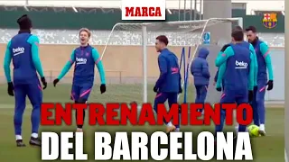 Buen ambiente en el entrenamiento del Barça tras la victoria ante el AthleticI MARCA