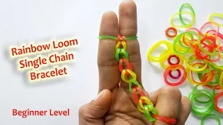 DIY || Rainbow Loom Bracelet , Single Chain Method || For Beginners