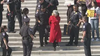 Jane Fonda arrested on steps of US Capitol Building protesting climate change