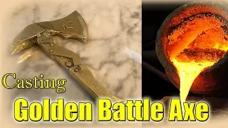 Casting A Golden Tomahawk Battle Axe From Scrap Brass