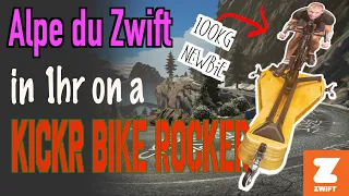 Alpe du ZWIFT in 60 mins - 100Kg/220lbs newbie + Wahoo Kickr Bike ROCKER