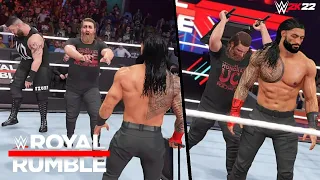 WWE 2K22 Simulation: Roman Reigns vs Kevin Owens (Zayn attacks Reigns)| Royal Rumble 2023 Highlights