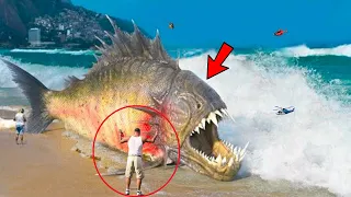 Giant Fish Vs Franklin Attack AND Destroys LOS SANTOS In GTA 5 - Epic Battle
