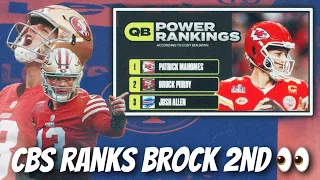 CBS ranked 49ers Brock Purdy as 2nd best QB in NFL 😳