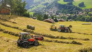 Foin en montagne dans des pentes extrêmes ! Metrac h7 RX/ Fauchage-Andainage-Pressage/ Haute-Savoie
