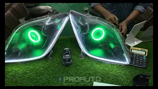 Toyota Ist headlight Modification | RGB app control Angel eyes & DRL